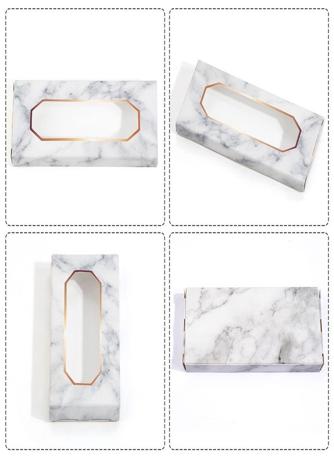 MAGEFY 30 Pieces Eyelashes Packaging Box, Empty Eyelash Boxes Lash Box Packaging Marble Paper Eyelash Storage Box Soft Paper Lash Case - Image 5